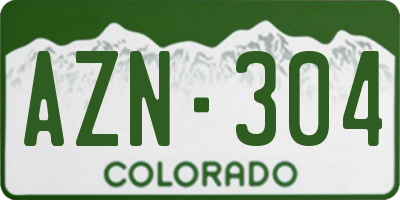 CO license plate AZN304