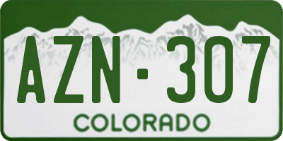 CO license plate AZN307