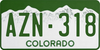 CO license plate AZN318