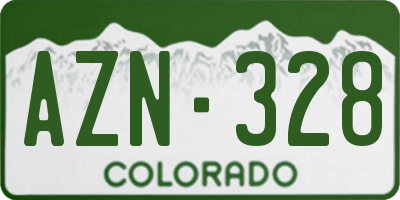 CO license plate AZN328