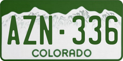 CO license plate AZN336