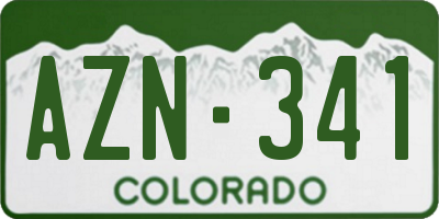 CO license plate AZN341