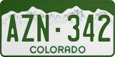 CO license plate AZN342