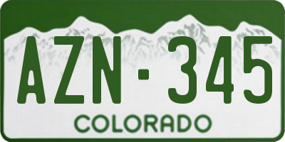 CO license plate AZN345