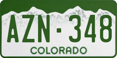 CO license plate AZN348