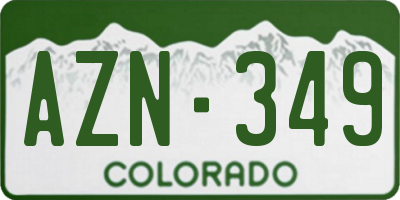 CO license plate AZN349