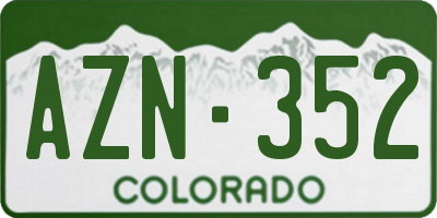 CO license plate AZN352