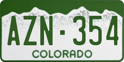 CO license plate AZN354