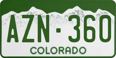 CO license plate AZN360