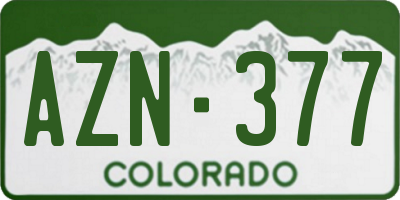 CO license plate AZN377