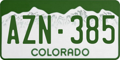 CO license plate AZN385