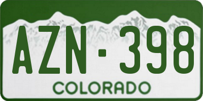 CO license plate AZN398