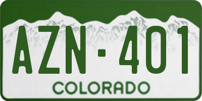 CO license plate AZN401