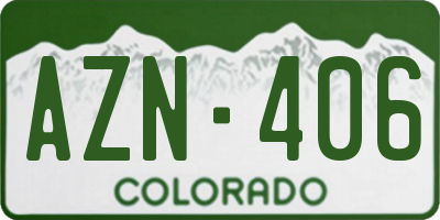 CO license plate AZN406