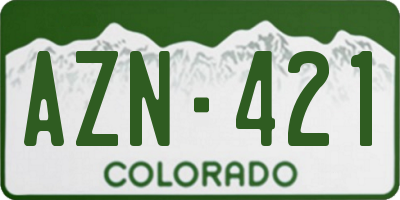 CO license plate AZN421