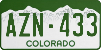 CO license plate AZN433