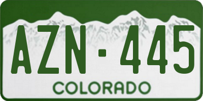 CO license plate AZN445