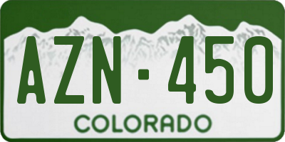 CO license plate AZN450