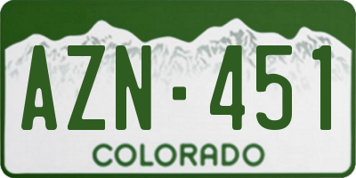 CO license plate AZN451