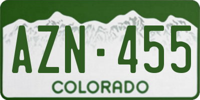 CO license plate AZN455