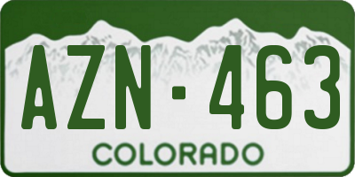 CO license plate AZN463