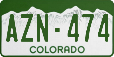 CO license plate AZN474