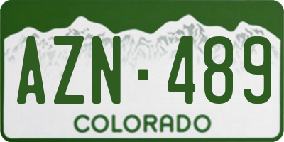 CO license plate AZN489