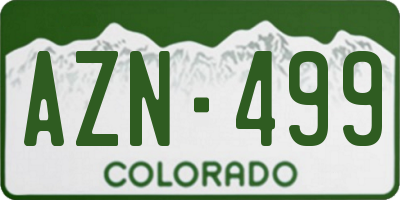 CO license plate AZN499