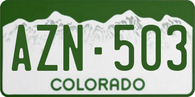 CO license plate AZN503