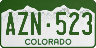 CO license plate AZN523
