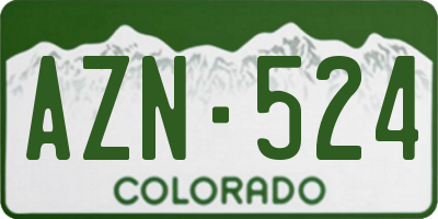 CO license plate AZN524