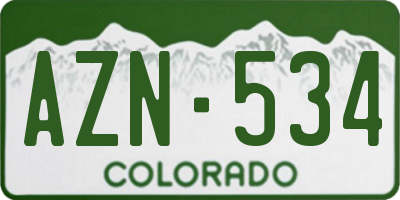 CO license plate AZN534