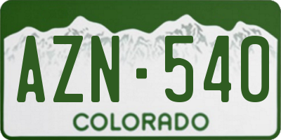 CO license plate AZN540