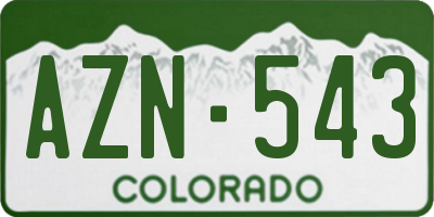 CO license plate AZN543
