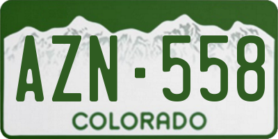 CO license plate AZN558