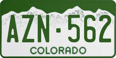 CO license plate AZN562
