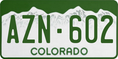 CO license plate AZN602