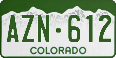 CO license plate AZN612