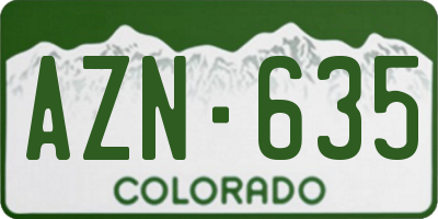 CO license plate AZN635