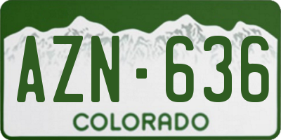 CO license plate AZN636