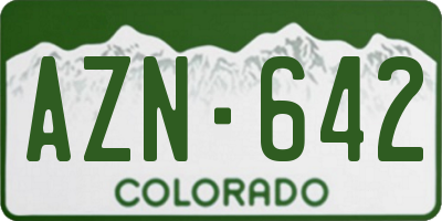 CO license plate AZN642