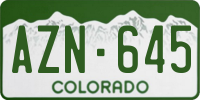 CO license plate AZN645