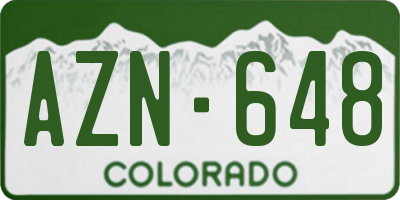CO license plate AZN648