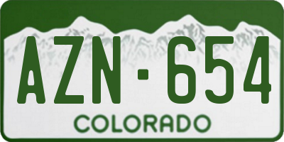 CO license plate AZN654