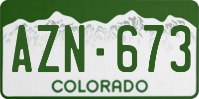 CO license plate AZN673