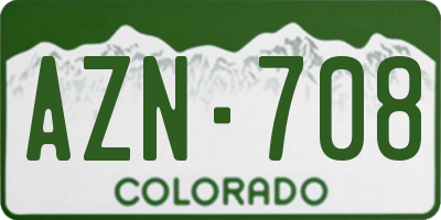 CO license plate AZN708