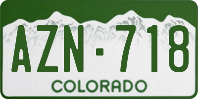 CO license plate AZN718