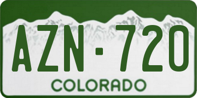 CO license plate AZN720