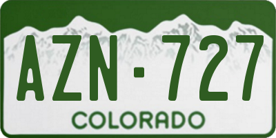 CO license plate AZN727