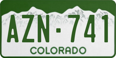 CO license plate AZN741